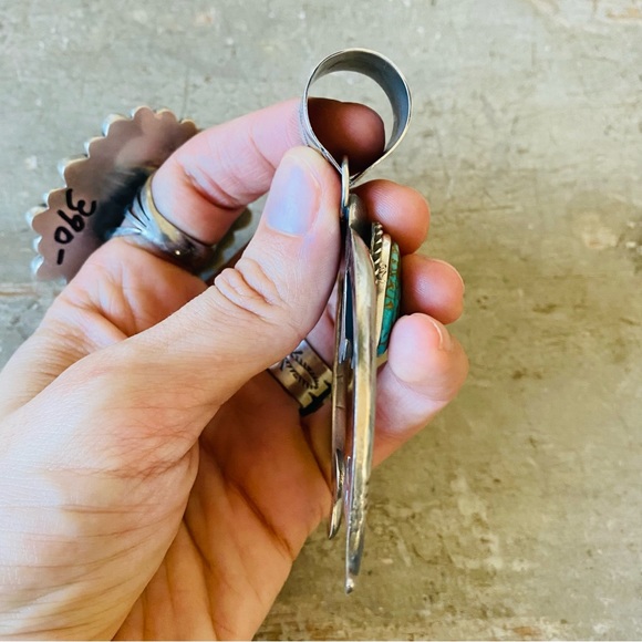 SOLD ♥️ Apache ♥️ Rosella Paxson & Floyd Begay Sterling & Turquoise Pendant - Picture 5 of 10